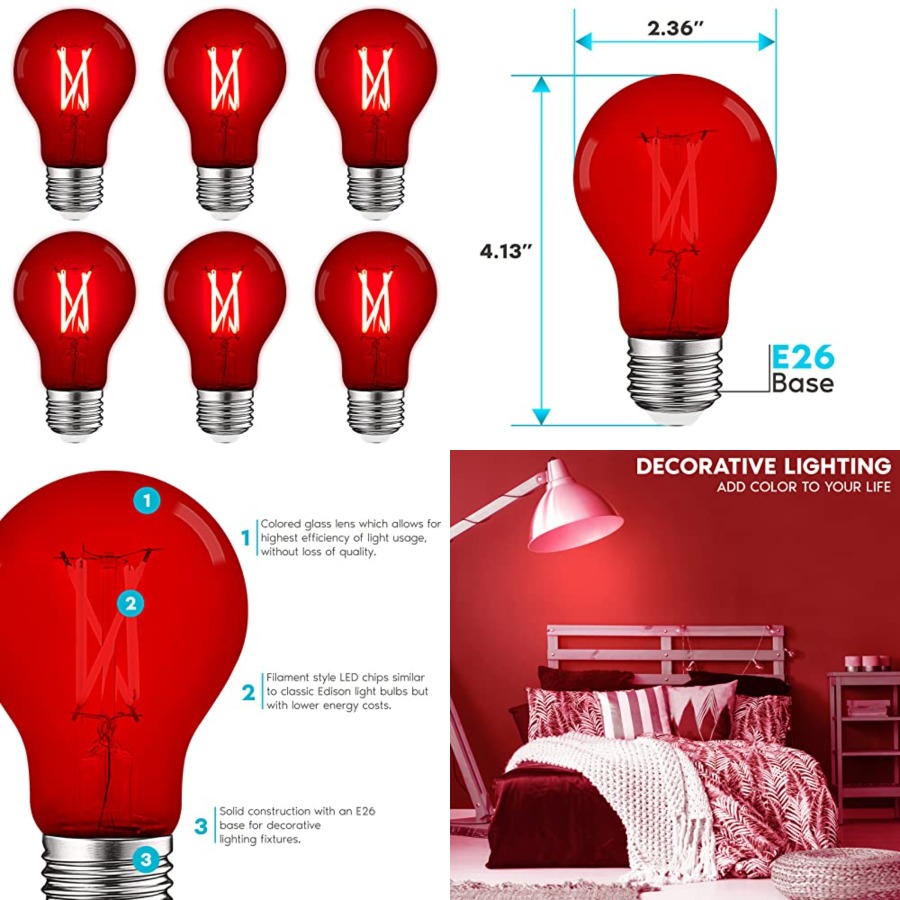 Outdoor Lighting And Decor - مصابيح LED إديسون A19، 4.5 واط