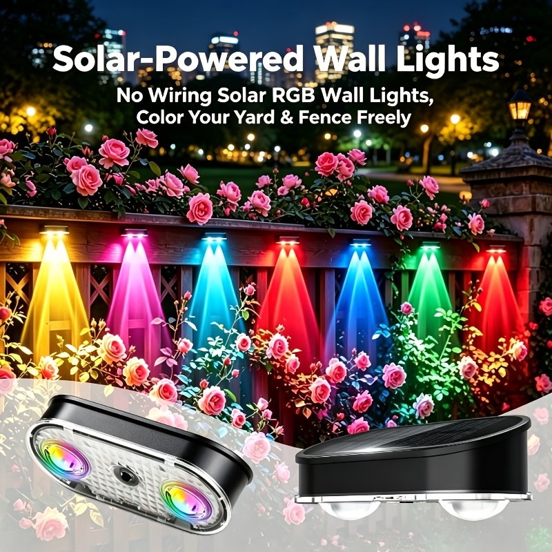 Outdoor Lighting For Fence - مصباح سياج شمسي RGB بدرجة حماية
