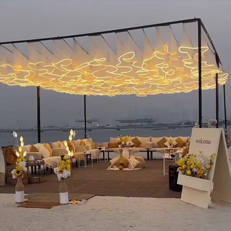 Lighting Wedding Outdoor - زينة سقف للأعراس، ستارة شبكية مضيئة