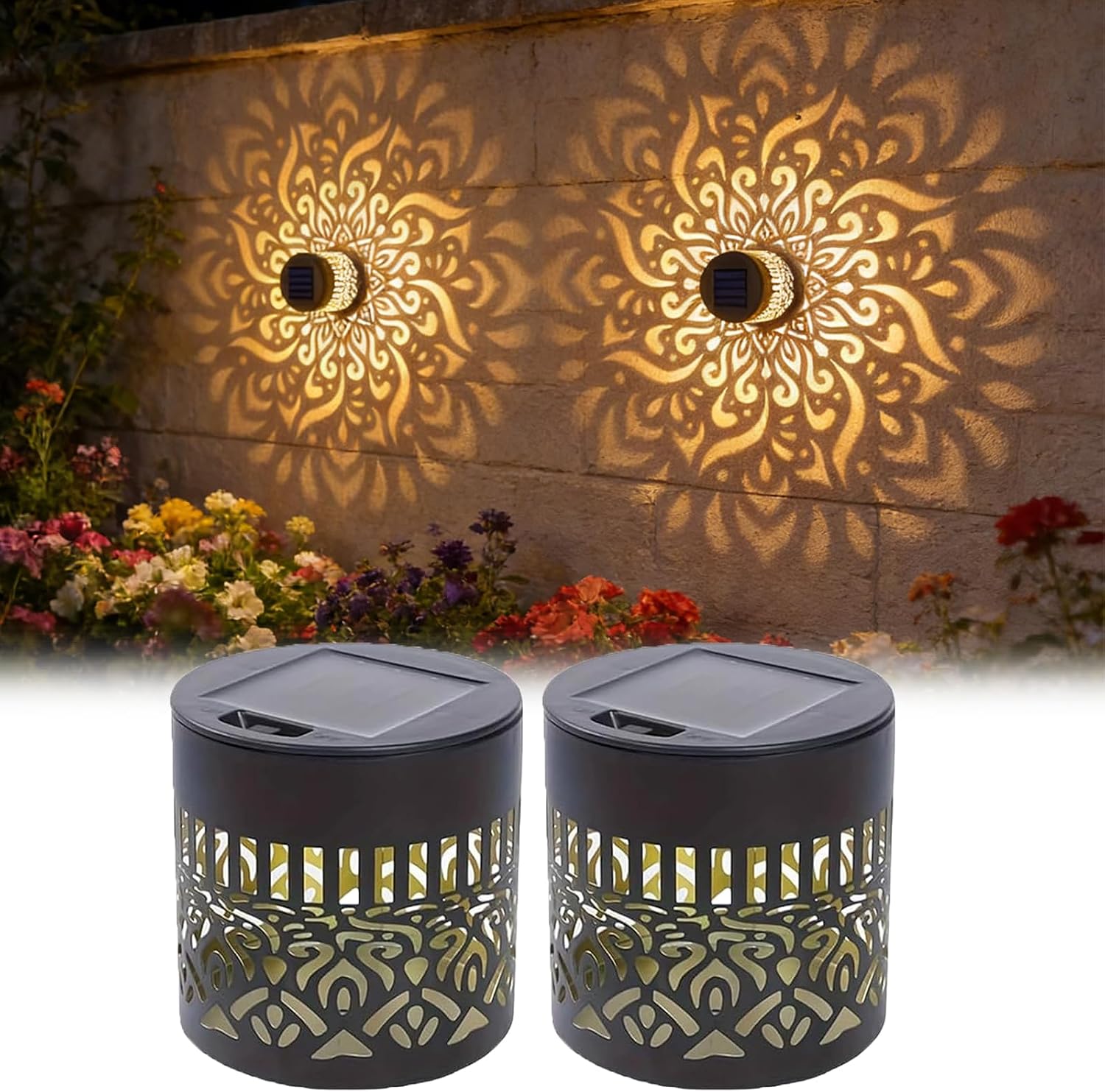 Outdoor Lighting For Fence - مجموعة من 2 مصابيح حديقة تعمل