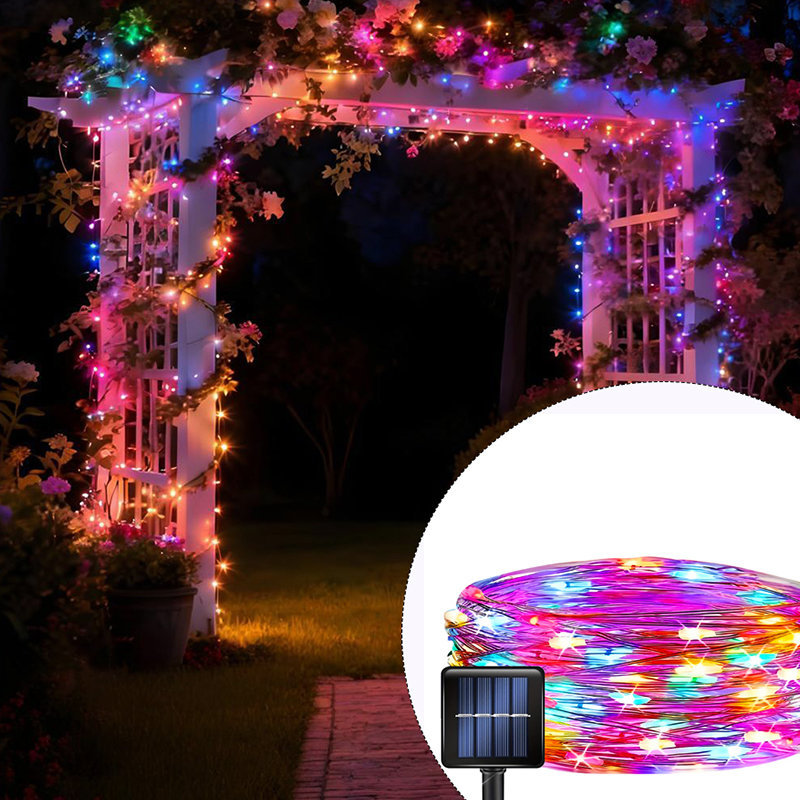 Outdoor Lighting For Fence - أضواء LED شمسية للحدائق، 8 أوضاع،