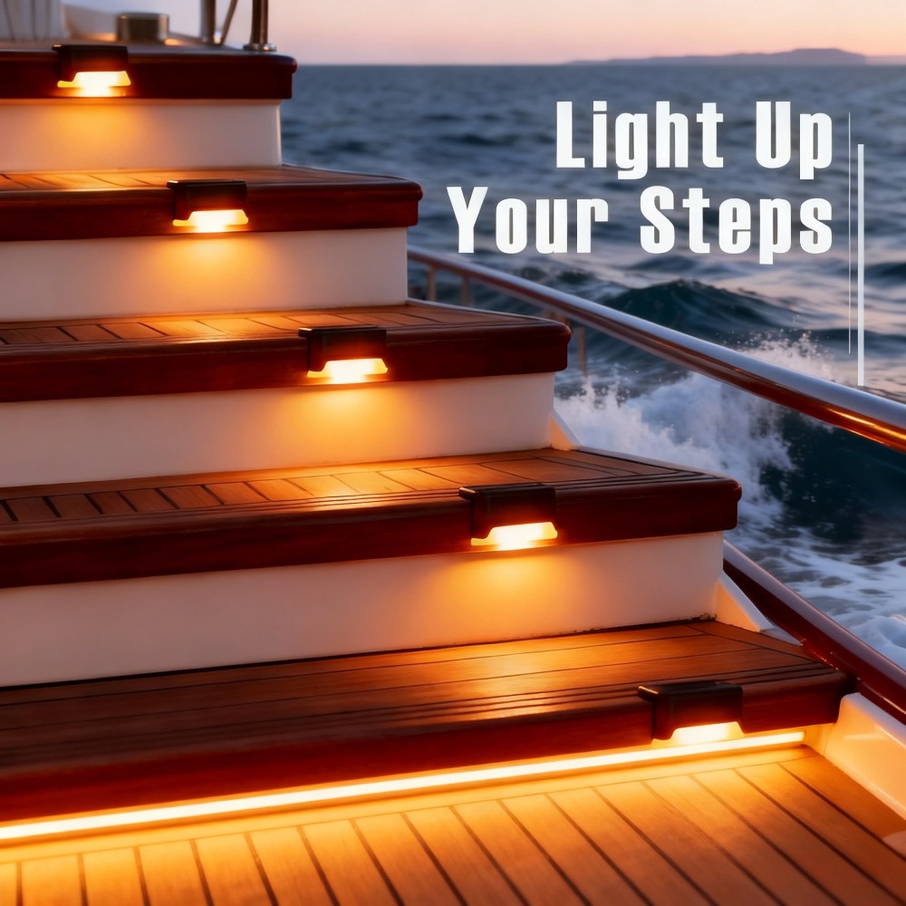 Outdoor Lighting For Fence - مصباح LED شمسي للدرج والمسارات بلون
