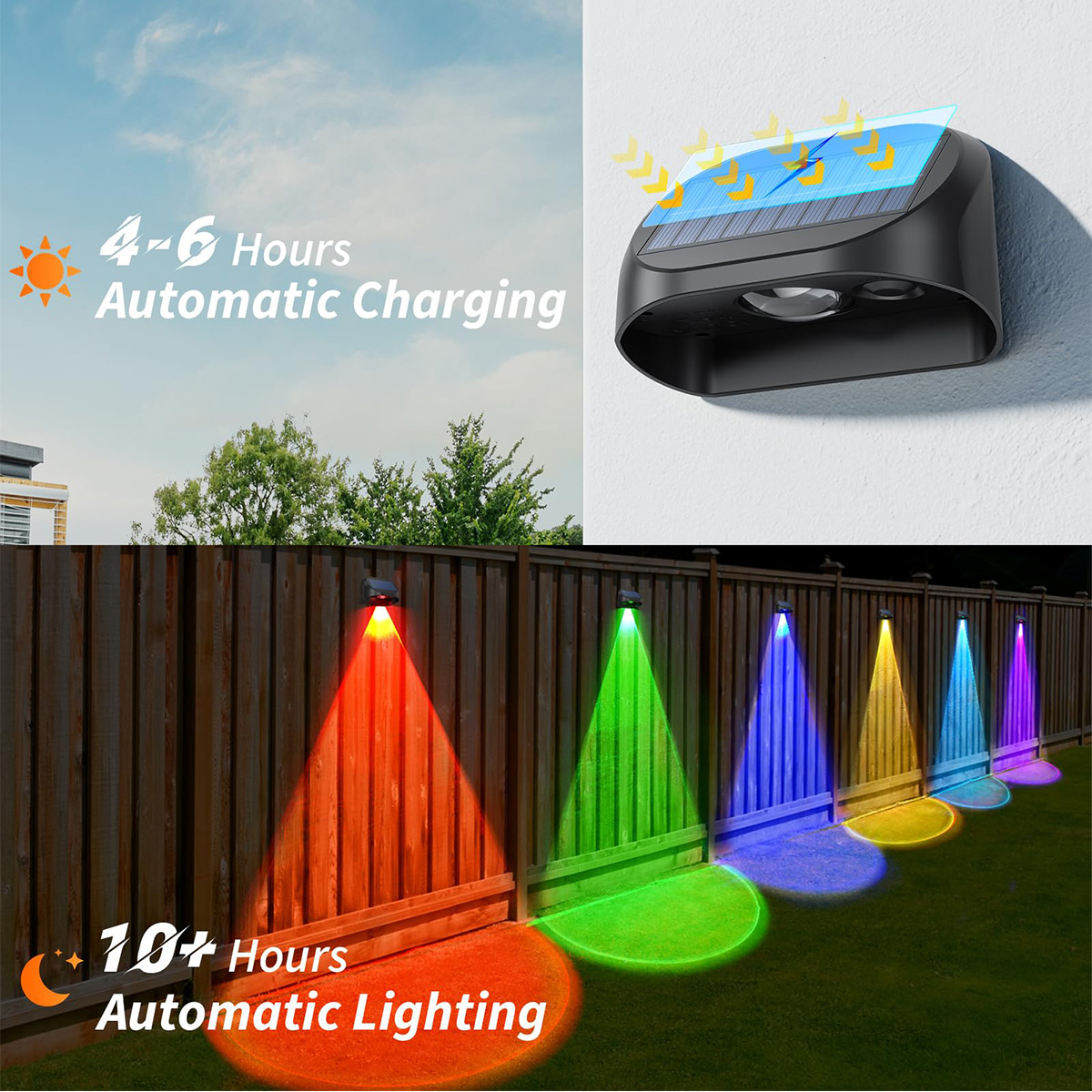 مصابيح سياج شمسي مع أوضاع RGB  - مراجعة Outdoor Lighting For Fence وسعره