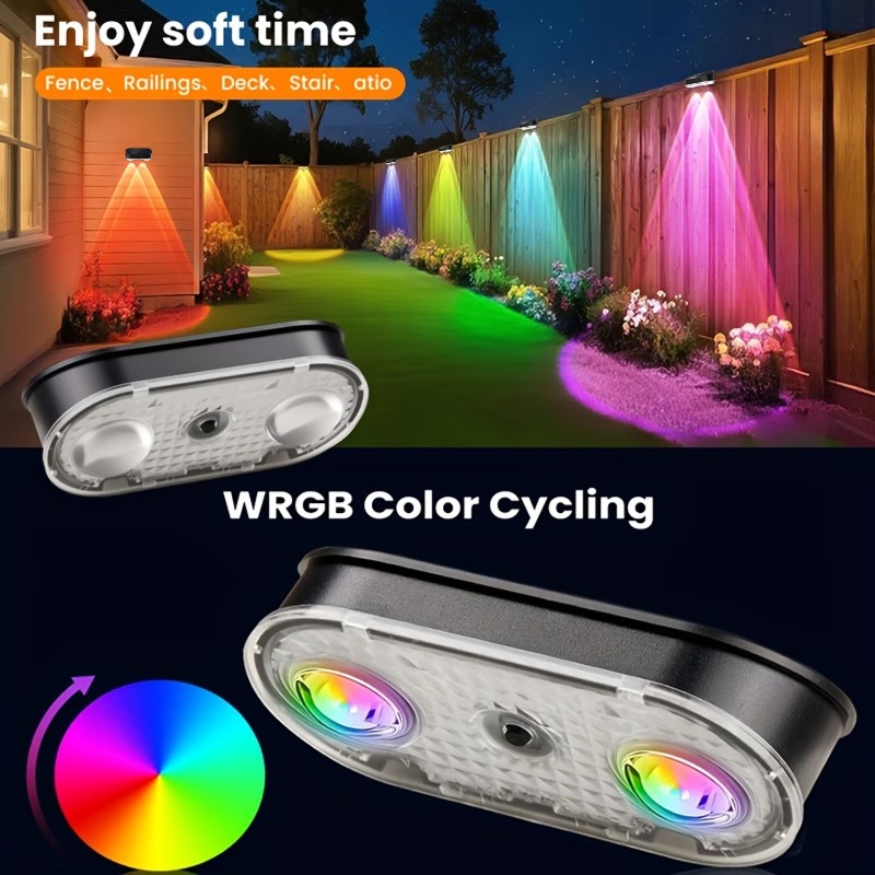 مصباح سياج شمسي RGB بدرجة حماي - مراجعة Outdoor Lighting For Fence وسعره