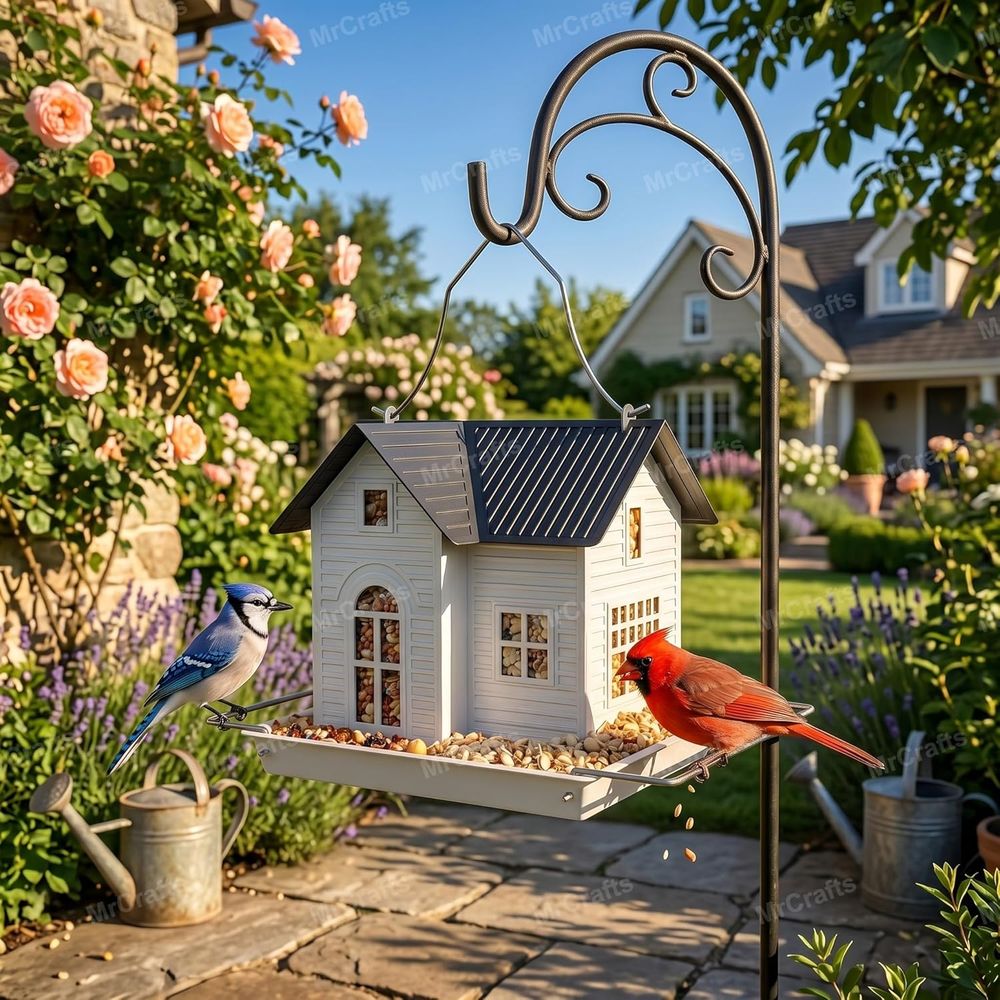 مغذي طيور معدني معلق مع أضواء، - مراجعة Outdoor Lighting Unique وسعره