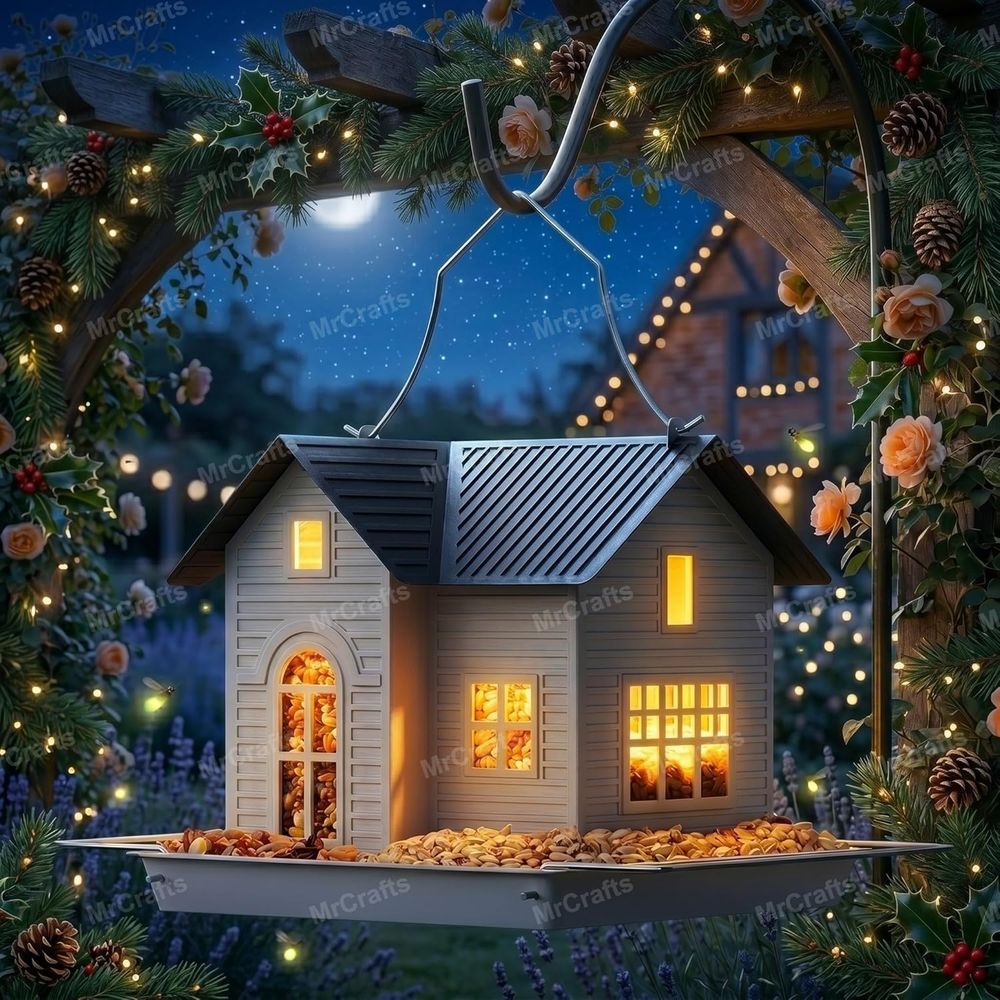 مغذي طيور معدني معلق مع أضواء، - مراجعة Outdoor Lighting Unique وسعره