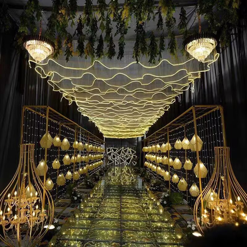 زينة سقف للأعراس، ستارة شبكية  - مراجعة Lighting Wedding Outdoor وسعره