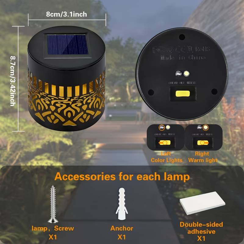 مجموعة من 2 مصابيح حديقة تعمل  - مراجعة Outdoor Lighting For Fence وسعره